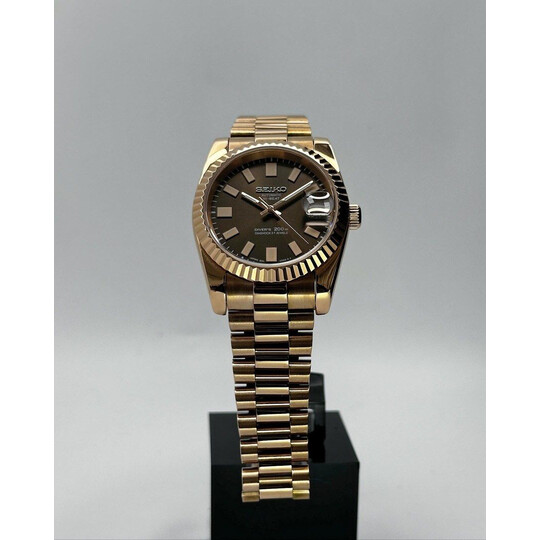 Custom Seiko Mod • Chocolate Rose Gold DateJust President • 36mm